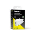Immagine di Fonex caricatore da rete 12W con 2 porte USB | Bianco