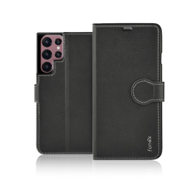 Immagine di Fonex custodia a libro Identity in similpelle per Samsung Galaxy S22 Ultra | Nero