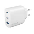 Immagine di Fonex caricatore da rete 65W con doppia porta Type-C (PD) e una porta USB | Bianco