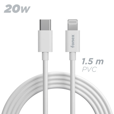 Immagine di Fonex cavo carica e dati 20W Type-C to Lightning | 1,5 m | Bianco