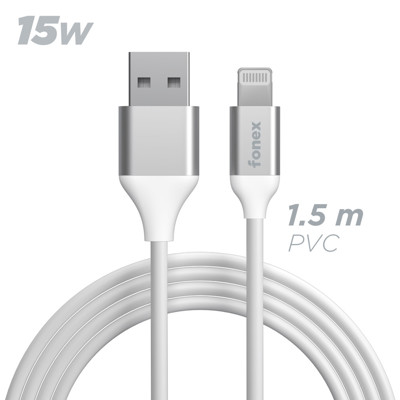 Immagine di Fonex cavo carica e dati 15W Lightning | 1,5 m | Bianco