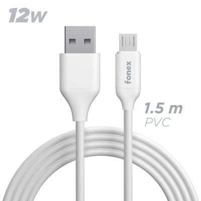 Immagine di Fonex cavo carica e dati 12W Micro USB | 1,5 m | Bianco
