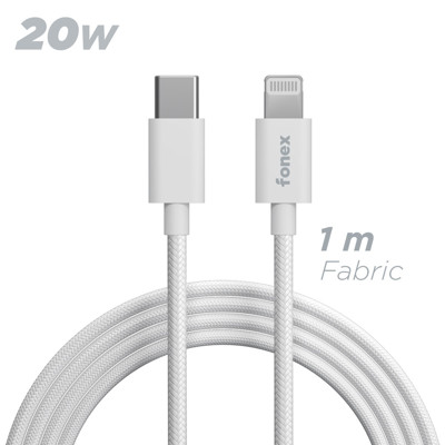 Immagine di Fonex cavo carica e dati 20W ultra resistente Type-C to lightning | 1 m | Bianco