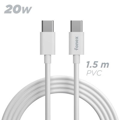 Immagine di Fonex cavo carica e dati 20W Type-C to Type-C | 1,5 m | Bianco