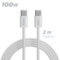 Immagine di Fonex cavo carica e dati 100W in tessuto ultraresistente Type-C to Type-C | 2 m | Bianco