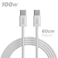 Immagine di Fonex cavo carica e dati 100W in tessuto ultraresistente Type-C to Type-C | 60 cm | Bianco