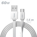 Immagine di Fonex cavo piatto carica e dati 60W USB to Type-C | 1.5m | Bianco