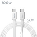 Immagine di Fonex cavo piatto carica e dati 100W Type-C to Type-C | 1.5m | Bianco