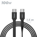 Immagine di Fonex cavo piatto carica e dati 100W Type-C to Type-C | 1.5m | Nero
