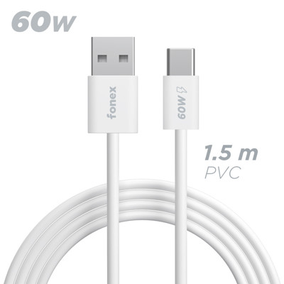 Immagine di Fonex cavo carica e dati 60W in PVC USB to Type-C | 1.5 m | Bianco