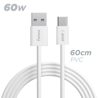 Immagine di Fonex cavo carica e dati 60W in PVC USB to Type-C | 60 cm | Bianco