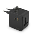 Immagine di Adattatore universale da viaggio 20W GaN compatibile con prese USA, AU, EU, UK | Con porta Type-C e USB | Nero