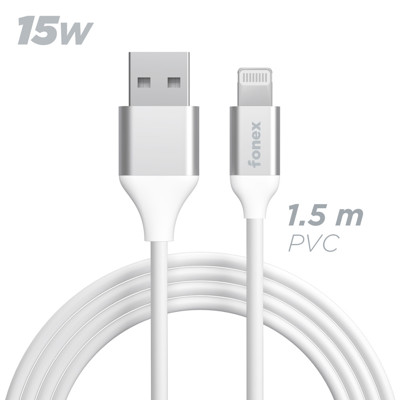 Immagine di Fonex cavo carica e dati 15W USB to Lightning | 1.5 m | Bianco