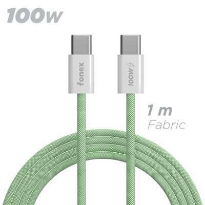 Immagine di Fonex cavo carica e dati 100W in tessuto ultraresistente Type-C to Type-C | 1 m | Verde