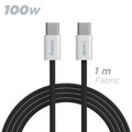 Immagine di Fonex cavo carica e dati 100W in tessuto ultraresistente Type-C to Type-C | 1 m | Nero