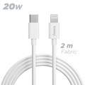 Immagine di Fonex cavo carica e dati 20W in tessuto ultraresistente Type-C to Lightning | 2 m | Bianco