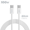 Immagine di Fonex cavo carica e dati 100W in tessuto ultraresistente Type-C to Type-C | 60 cm | Bianco