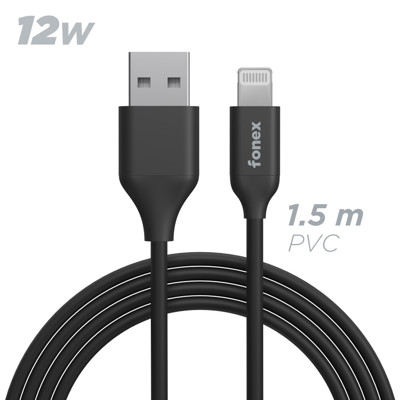Immagine di Fonex cavo carica e dati 10W USB to Lightning | 1.5 m | Nero