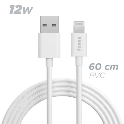 Immagine di Fonex cavo carica e dati 12W USB to Lightning | 60 cm | Bianco