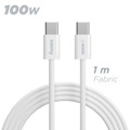 Immagine di Fonex cavo carica e dati 100W in tessuto ultraresistente Type-C to Type-C | 1 m | Bianco