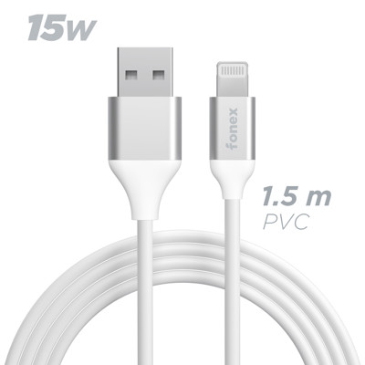 Immagine di Fonex cavo carica e dati 15W USB to Lightning | 1.5 m | Bianco