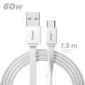 Immagine di Fonex cavo piatto carica e dati 60W USB to Type-C | 1.5 m | Bianco