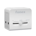 Immagine di Fonex adattatore universale da viaggio 20W GaN compatibile con prese USA, AU, EU, UK | Con porta Type-C e USB | Bianco