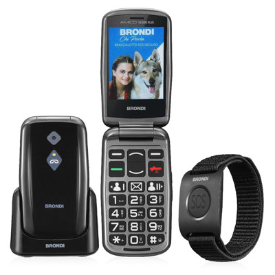 Immagine di Brondi kit telefono cellulare Amico Sicuro Dual sim con bracciale Sos Band  | Nero