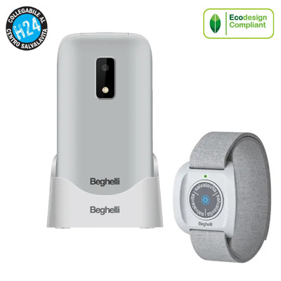 Immagine di Beghelli telefono cellulare Salvalavita senior flip SLV 30N ECO + SOS SLV Band PLUS| Grigio