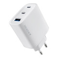 Immagine di Fonex caricatore da rete 65W con doppia porta Type-C (PD) e una porta USB | Bianco