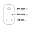 Immagine di Fonex caricatore da rete 65W con doppia porta Type-C (PD) e una porta USB | Bianco