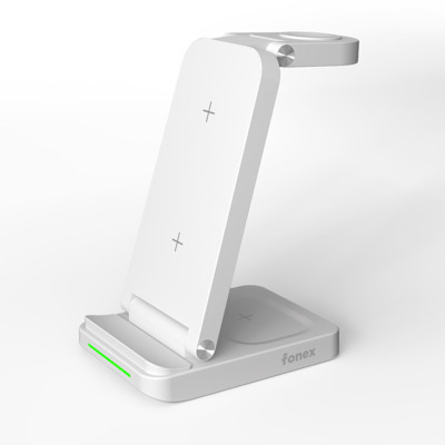 Immagine di Fonex caricatore wireless 3 in 1 dock station | Bianco
