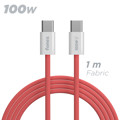 Immagine di Fonex cavo carica e dati 100W in tessuto ultraresistente Type-C to Type-C | 1 m | Rosso