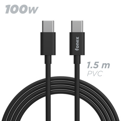 Immagine di Fonex cavo carica e dati 100W Type-C to Type-C | 1.5 m | Nero