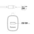 Immagine di Fonex caribatteria 20W con porta USB e cavoType-C integrato | Nero