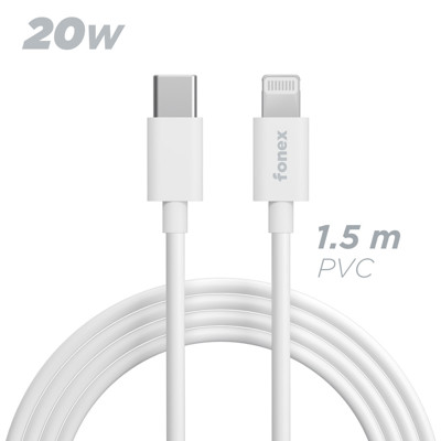 Immagine di Fonex cavo carica e dati 20W Type-C to Lightning | 1.5 m | Bianco