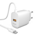Picture of Fonex 10W Battery Charger with USB Port and Integrated Lightning Cable | White