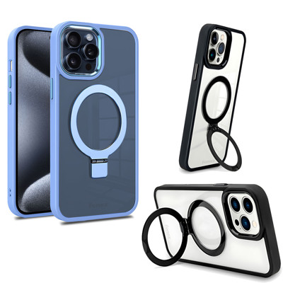 Picture of Fonex Mag Stand case with magnet and holder for Apple iPhone 15 Pro | Light Purple border