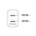 Immagine di Fonex caricatore da rete 20W con 2 porte USB | Bianco