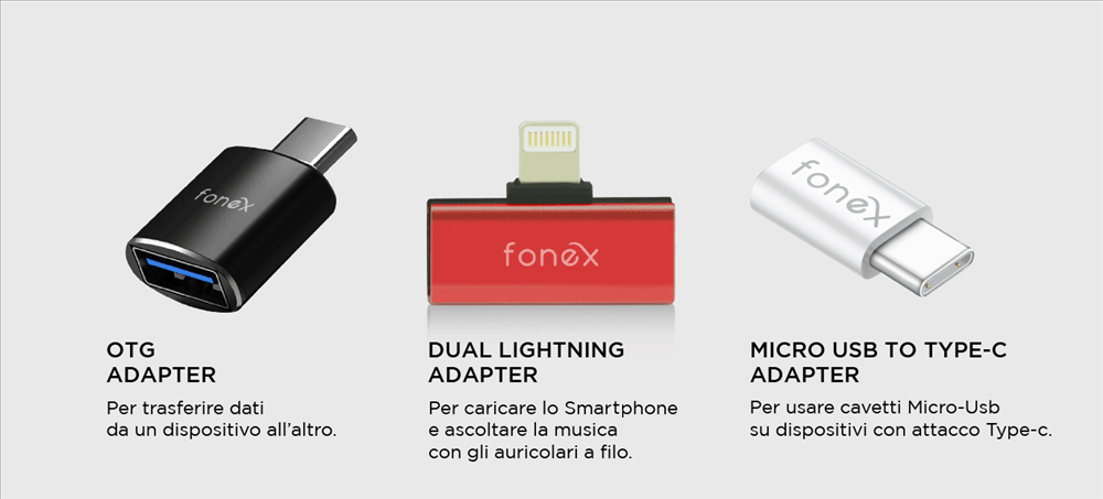 adattatore otg, adattatore dual lightning, adattatori micro usb to type-c